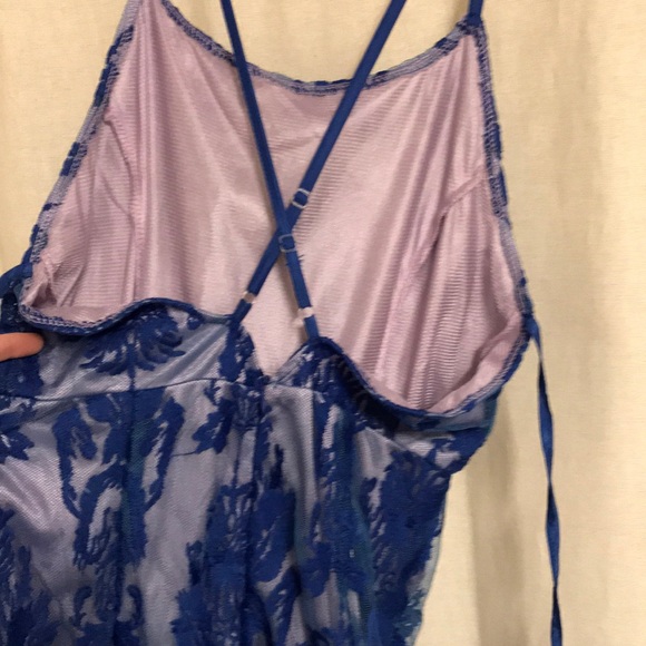 Blue Strappy Lace Mini Cocktail Dress - Picture 4 of 8